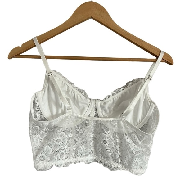 New Without Tags Cream Ladies Floral Lace Sheer Longline Crop Cami Top L… - Picture 2 of 2